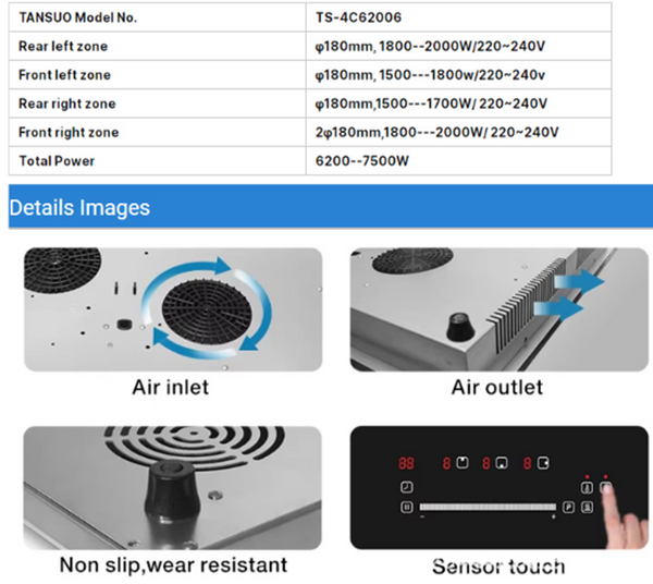 Invisible Built in Induction Hob Cooktop Stove Cooker Under Granite Marble Count