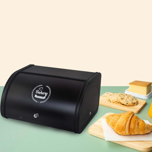 Metal Bread Bin Loaf Box Kitchen Food Storage Containers with Roll Top Lid