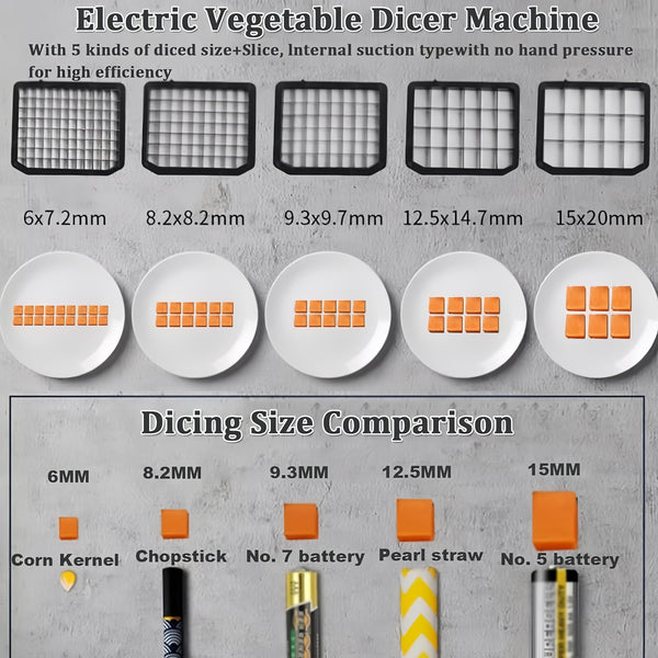 6 in1 Electric Vegetable Dicer Commercial Stainless Steel Slicer Machine Chopper