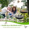 Metal Bird Bath Bowl Free Standing Detachable Decoration Spa Birdfeeder Garden