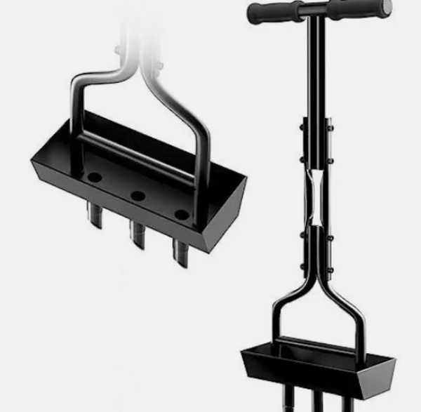 Manual Lawn Aerator Coring w/ Soil Track Tray &3 Core Portable Core Aerator Tool