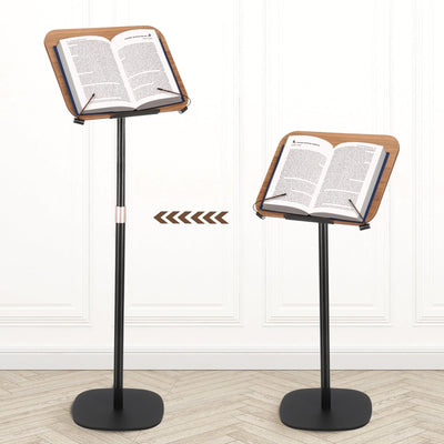 2-in-1 Floor Book&Laptop Lectern Stand Adjustable Angle Wooden Reading Holder