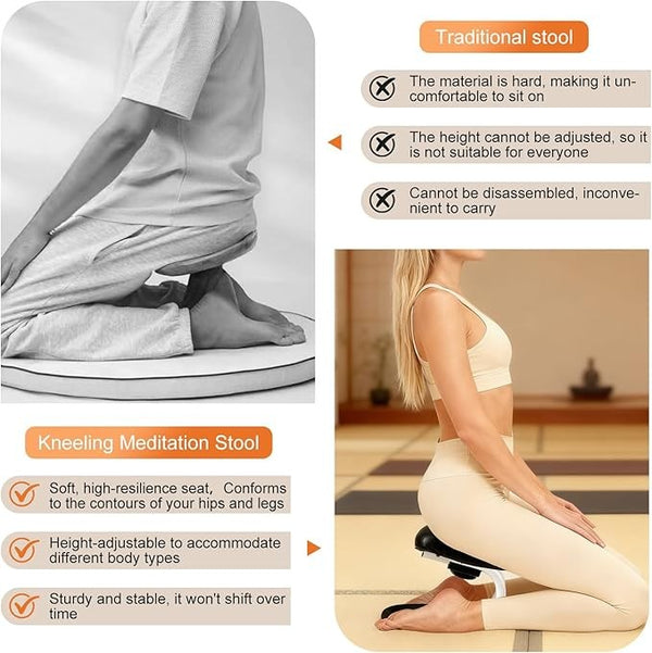 Ergonomic Meditation Prayer Stool Padded Kneeling Seat for Yoga Posture Support