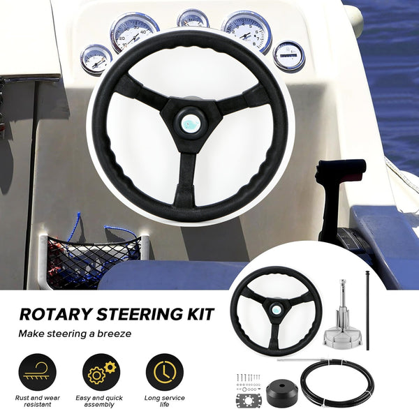 14FT Boat Steering Kit 3/4" Standard Tapered Shaft for Yachts Fishing Boats