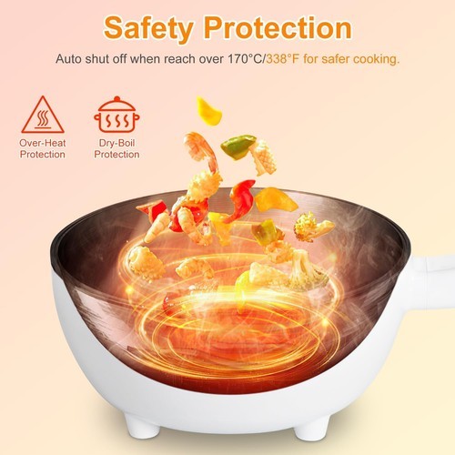 4L 28cm Electric Frying Pan with Steamer&Lid Non-stick Multifunctional Cookware
