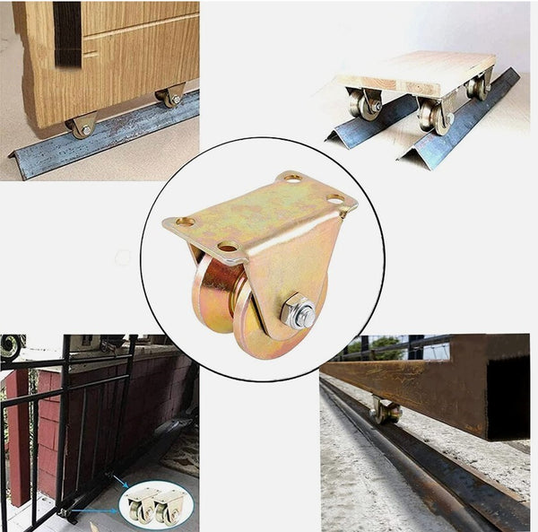 4pcs 2" V Groove Wheel Sliding Gate Caster with Bracket for Garage Door/Lifting