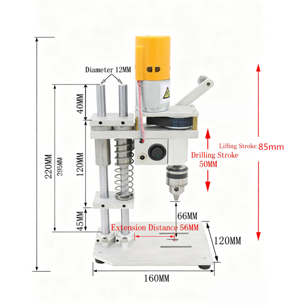 Electric Bench Drill 7 Speed Drilling Machine w/ 10pcs  2.0-6.0 mm Drill Bits