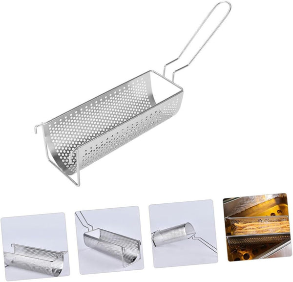 Stainless Steel Fried Baskets Long Fry Potato Chip Container for French Fries
