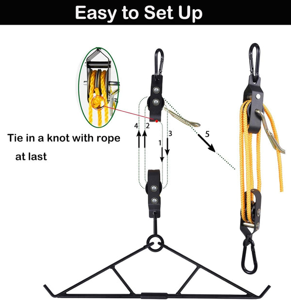 Deer Hanger Elk Hoist Pulley Lift System with Gambrel Hunting Game Hanging Kit