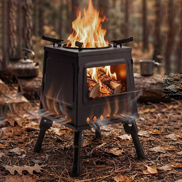 Wood Burning Camping Stove & Bag for Backpacking Outdoor Cooking Heating