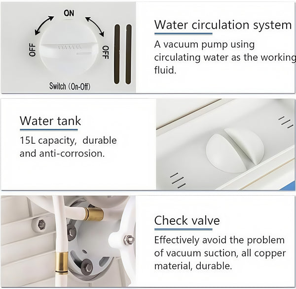 Water Circulating Vacuum Pump with 15L Water Tank Flow Rate 60L/m Lab Chemistry
