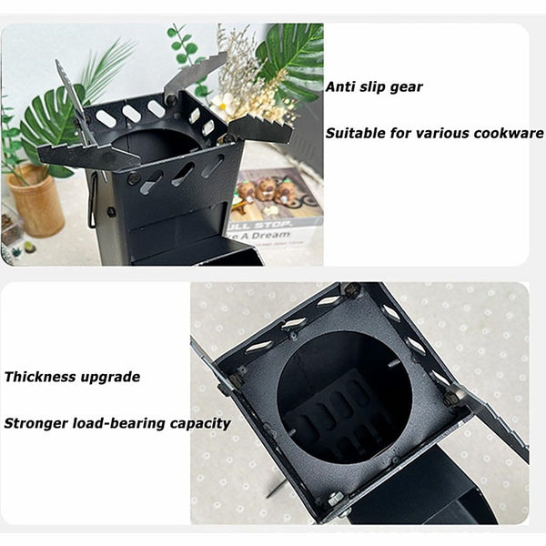 Camping Stove Portable Collapsible Rocket Stove Outdoor Cooking Firewood Stove