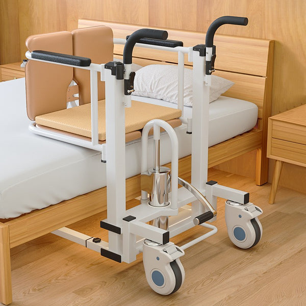 Hydraulic Patient Lift Transfer Chair Elderly Commode Wheelchair w/ Split Seat