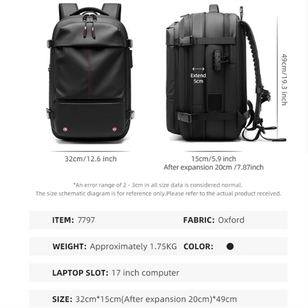 Vacuum Seal Travel Backpack 60L Exapandable Air Compression Built-in Pump
