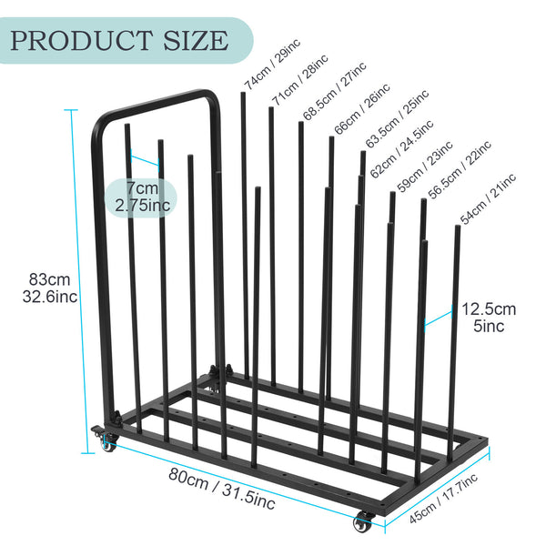 Art Drying Rack Metal Canvas Rack Art Storage with Handle & Caster Wheels Black