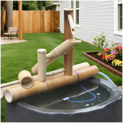 Bamboo Fountain with Pump Japanese Rocking Fountains Kit Bamboo Water Fountain