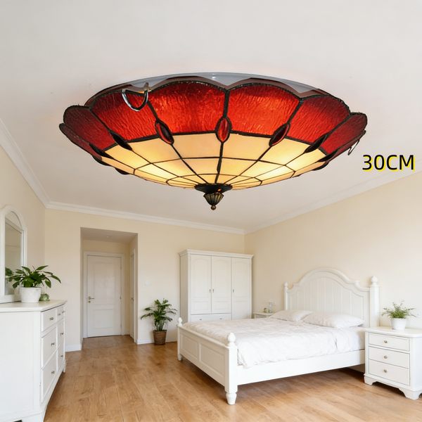 Retro Tiffany Style Ceiling Light 30CM Glass Lamp Fixture Dining Room Bedroom