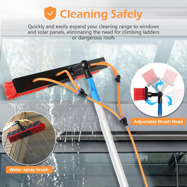 Solar Panel Cleaning Kit 12m Water Fed Poles 55cm Brush Head Window Roof Cleaner