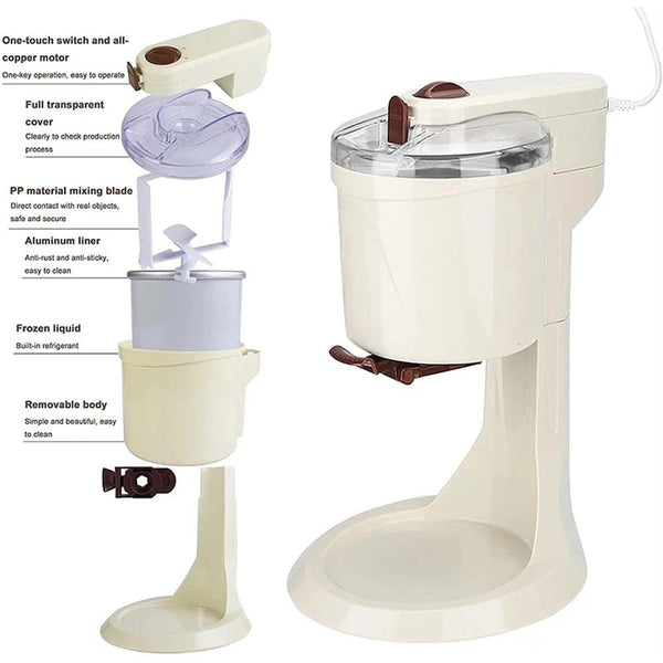 1L Automatic Small Soft Ice Cream Cones Maker Household DIY Ice Cream Roll Maker