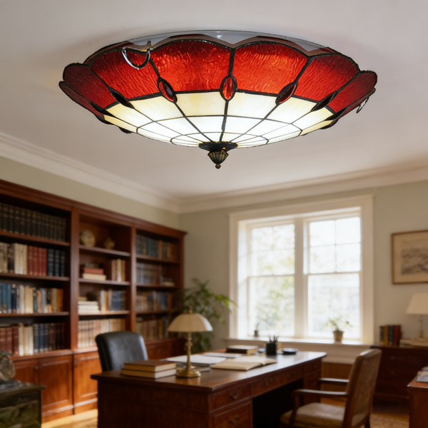 Retro Tiffany Style Ceiling Light 30CM Glass Lamp Fixture Dining Room Bedroom
