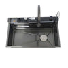 Kitchen Sink Single Bowl Basin Stainless Steel Bar w/Digital Faucet & Cup Washer