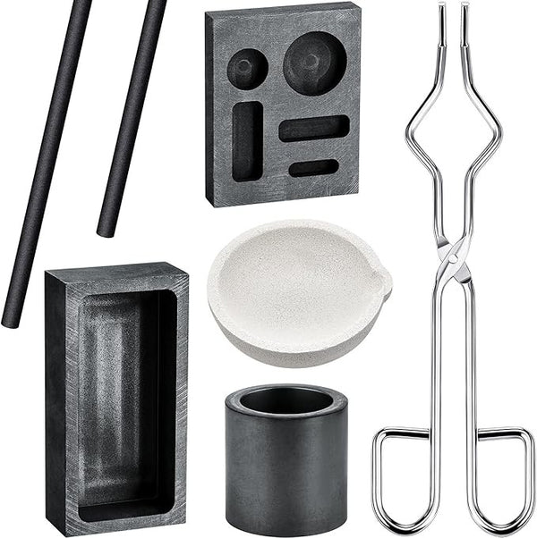 Torch Melting Casting Kit Clay Graphite Crucible Set  5in1 Graphite Cast Mould