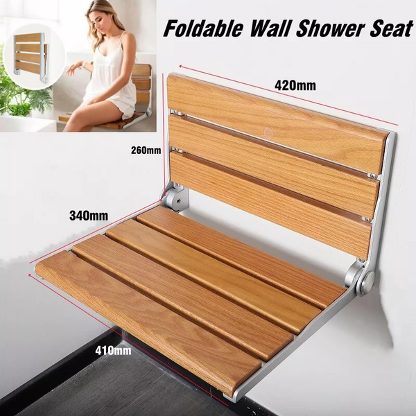 Foldable Wall-Mount Shower Seat Fold Down Shower Bench Chair for Elderly 440lbs