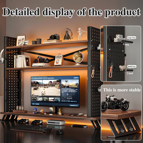 2-in-1 Computer Desktop Bookshelf & Organizer 3Tier Computer Desktop Bookshelf