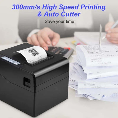 80mm Commercial Thermal Receipt Printer Auto Cutter ESC/POS Print USB Connection