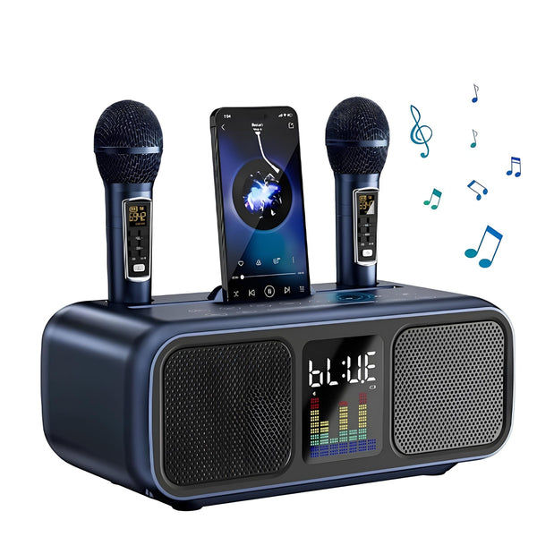 Bluetooth Karaoke Speaker & 2 Wireless Microphones Rechargeable Karaoke Machine