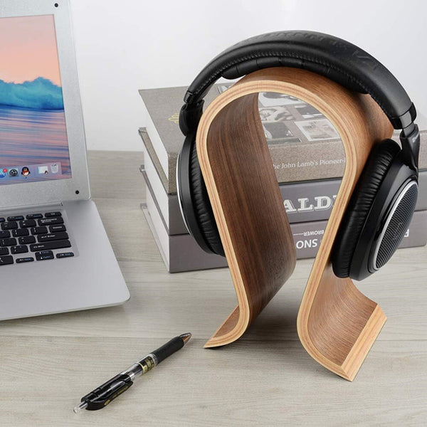 Wood Arch Headphone Stand Holder Hanger Walnut Earphone Headset Display Rack AU