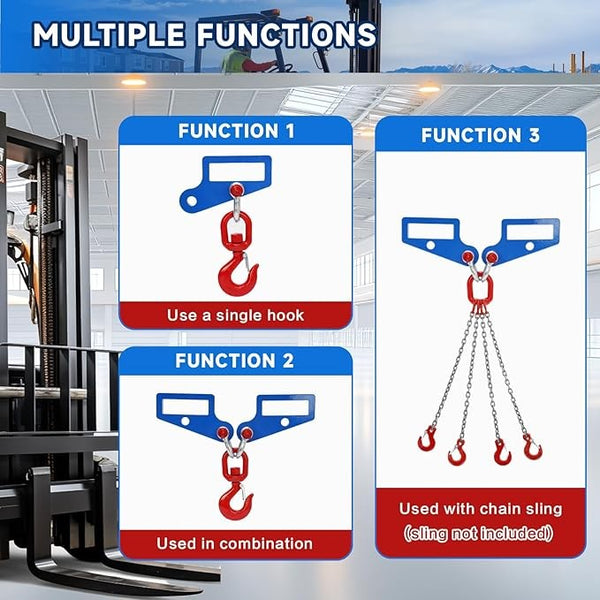 3T Forklift Lifting Hook Attachment Dual Fork Mobile Crane Lifter for RanchCargo