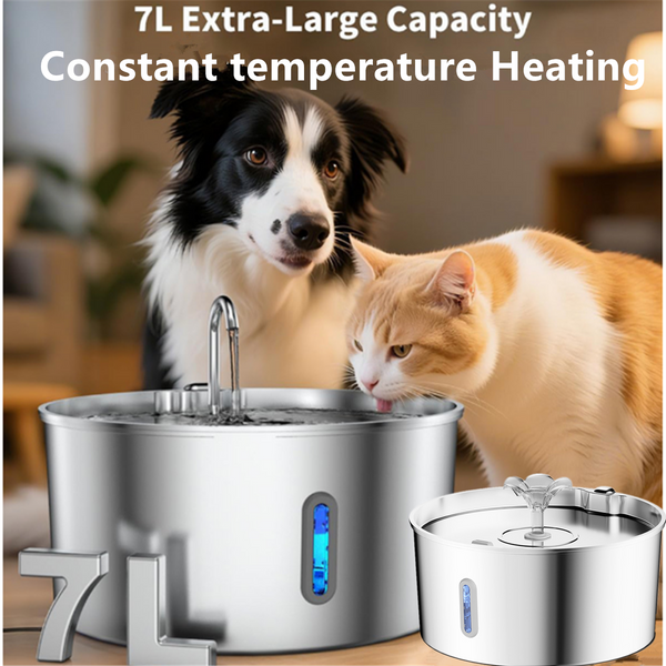Dog Water Fountain Stainless Steel 7L/236oz Automatic Drinking Dispenser Bowl