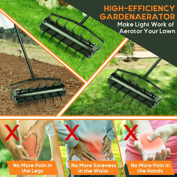 Rolling Lawn Aerator Lawn Aerator Tool Heavy Duty Lawn Soil Penetrator for Yard
