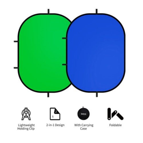 Chromakey Backdrops Double Sided Green Screen & Blue Screen 2 in 1 Collapsible