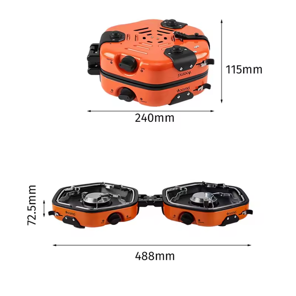 Outdoor Camping Portable Gas Stove Adjustable 2 Burners Foldable With Carry Bag