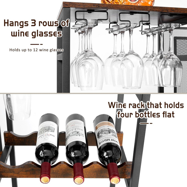 3-Tier Metal Wine Rack Wine Bottle Storage Shelf Display Cabinet for Home Bar AU