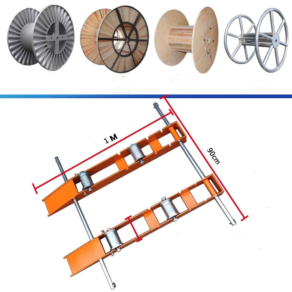 Adjustable Cable Roller Stand 1m*90cm Steel Base W/ 1000KG Heavy-Duty Capacity