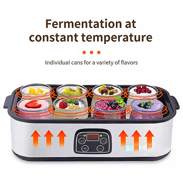 8/12 Glass Jars Probiotic Yogurt Maker Time & Temp Control Automatic Digital
