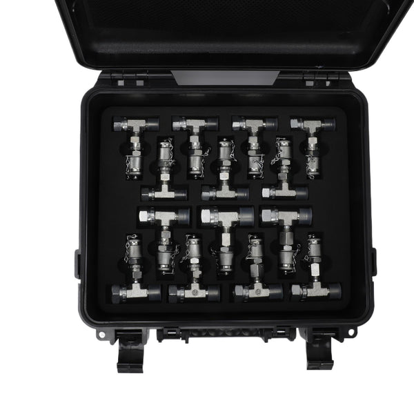 Hydraulic Pressure Test Kit 5 Gauges 5 Test Hoses 13 Couplings 14 Tee Connectors