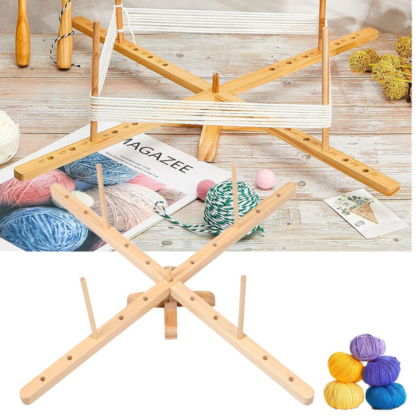 Wood Yarn Holder Compact Rotating Yarn Winder for Efficient Hand Knitting