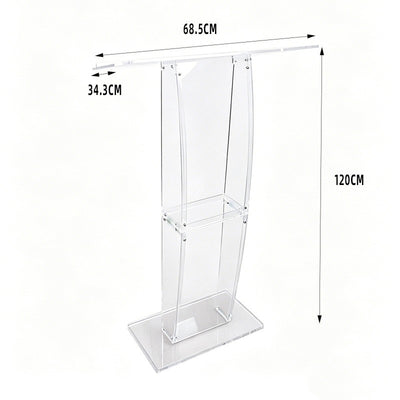 Transparent Acrylic Podium Stand Free Standing Church Pulpit for Speech Wedding
