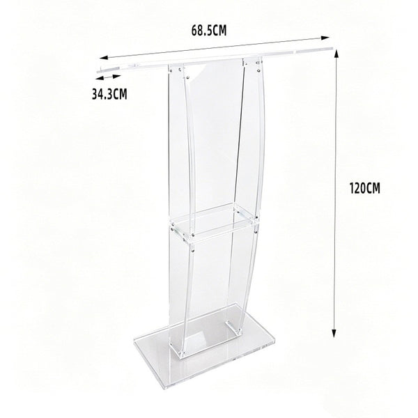 Transparent Acrylic Podium Stand Free Standing Church Pulpit for Speech Wedding