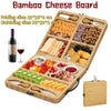 Bamboo Cheese Cutting Board Knife Gift Set Wooden Snack Serving Tray Foldable