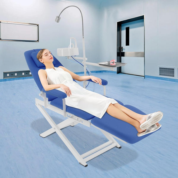 Portable Folding Dental Chair Dental Office Chair with LED Lamp Waste Basin Tray