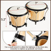 Bongo Drums 6”7” Wood Percussion Bongos for Kids Adults Beginners Natural Finish