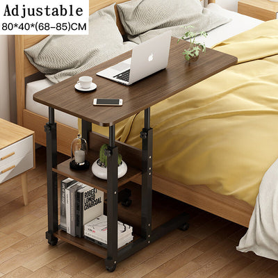 Overbed Bedside Table with Rolling Wheels Adjustable Laptop Desk Home Bed Tray