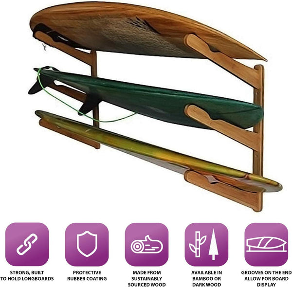 Wall Mount Surfboard Rack for Longboard Shortboard Wakeboard Kiteboard Snowboard