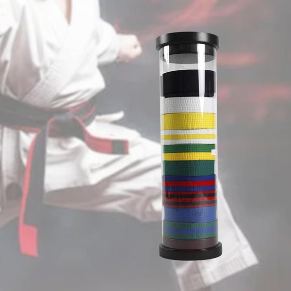 Martial Arts Belt Display Belt Display Case 10-Belt Cylinder Holder Organizer