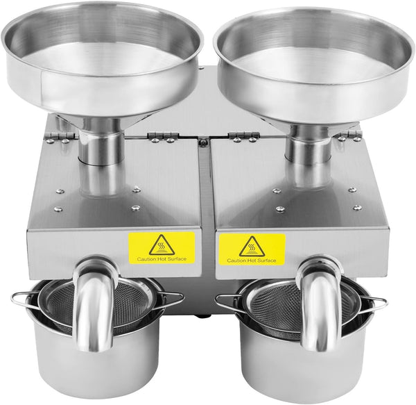 Electric Oil Press Machine 1500W Double Outlets Stainless Steel Oil Expeller AU